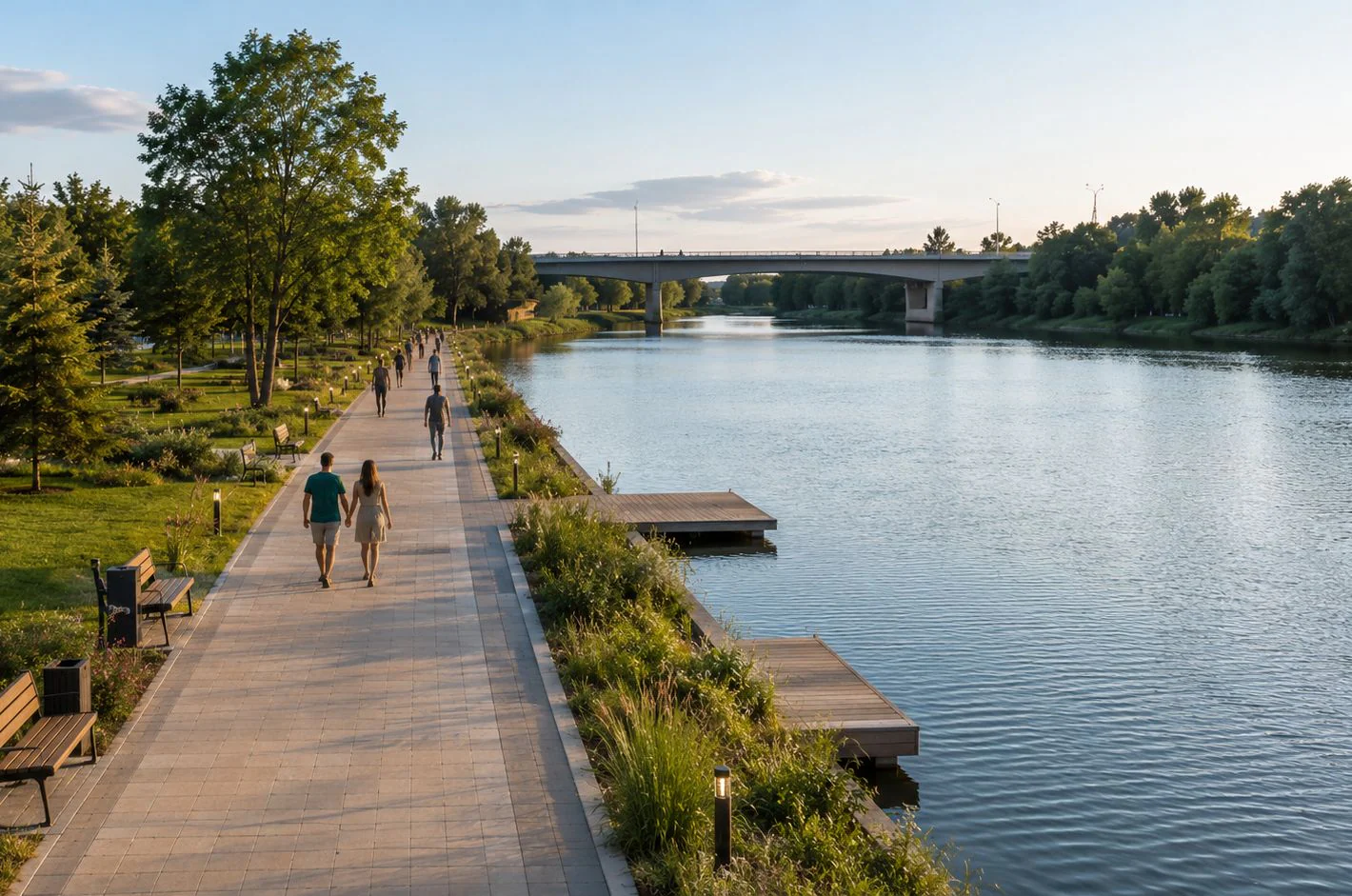 Вид на Черек рядом с жилым кварталом